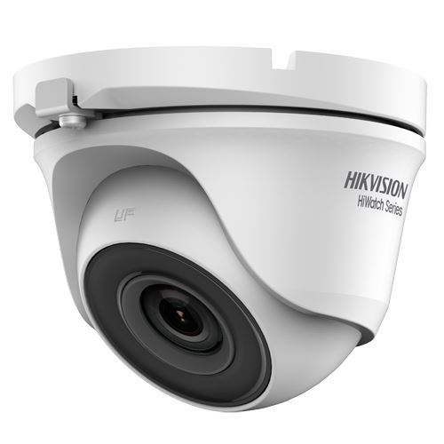 Камера за наблюдение Hikvision HiWatch Turbo HD, Dome, 2MP, 2.8mm Lens, 20m IR, Outdoor EXIR Eyeball, Метал, Бял
