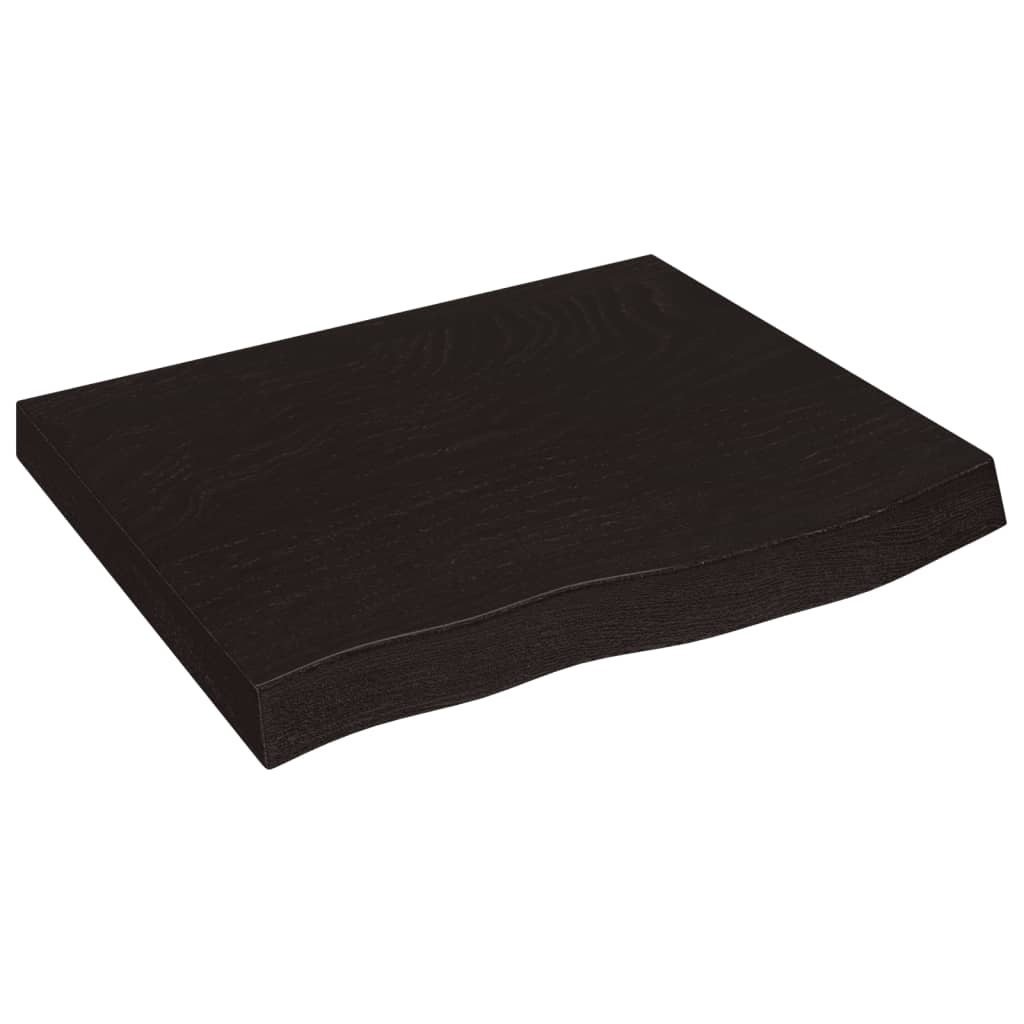 sötétbarna kezelt tömör tölgyfa fali polc 60x50x(2-6) cm (363772)
