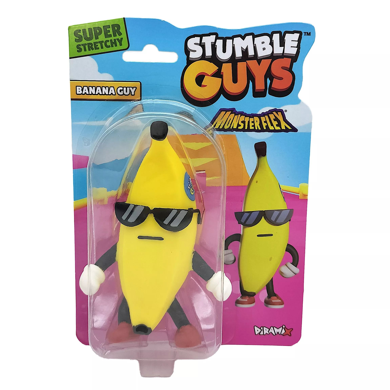 Diramix Monsterflex 12 cm Nyújtható Stumble Guys Banana guy figura - Sárga (0440)