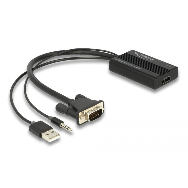 Delock HDMI - VGA adapter audió funkcióval 25cm fekete (64172)
