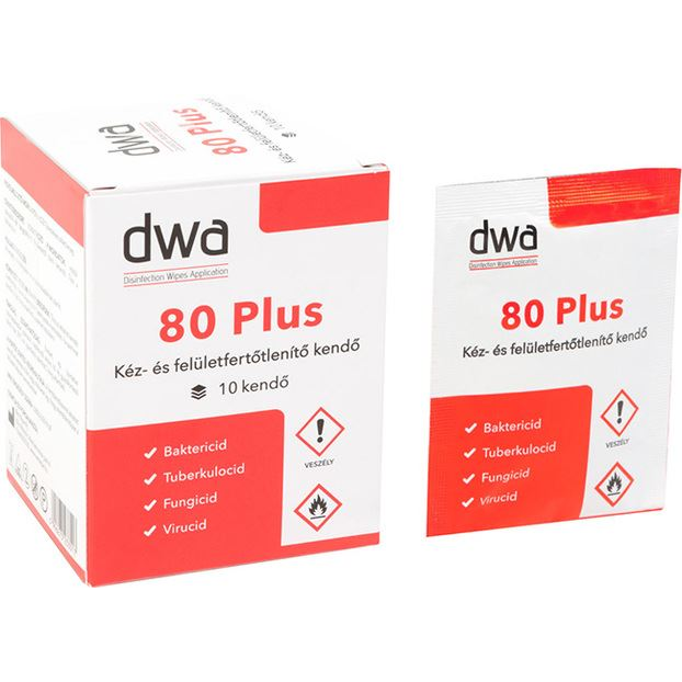DWA 80 plus Kéz és felületfertőtlenítő kendő (10 db/csomag) (120599) (dwa120599)
