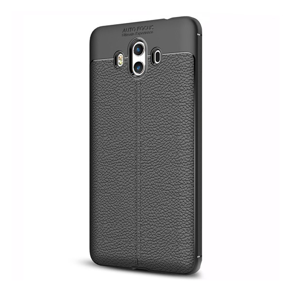 Szilikon telefonvédő (közepesen ütésálló, bőr hatású, varrás minta) FEKETE [Huawei Mate 10] (5996457727056)