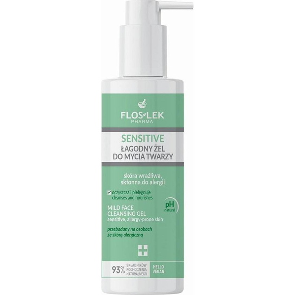  Floslek Flos-Lek Pharma, Sensitive Łagodny Żel do mycia twarzy skóra wrażliwa skłonna do alergii, 175 ml - Długi termin ważności!