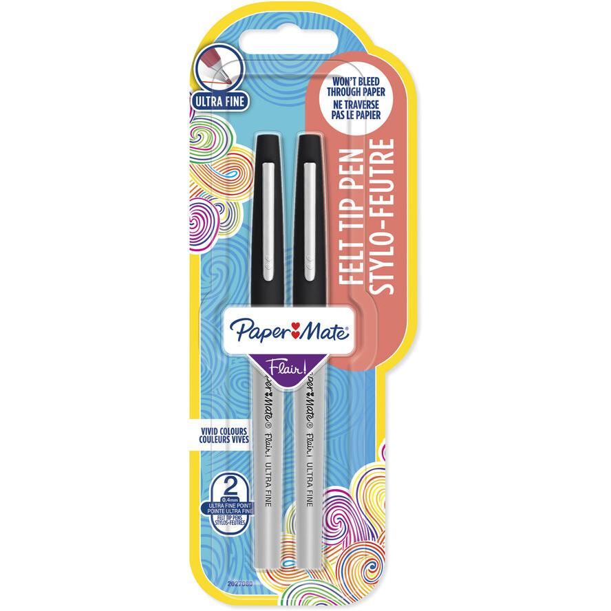 Paper Mate Flair UF Tűfilc készlet 0.4 mm - Fekete (2db / csomag) (2027080)