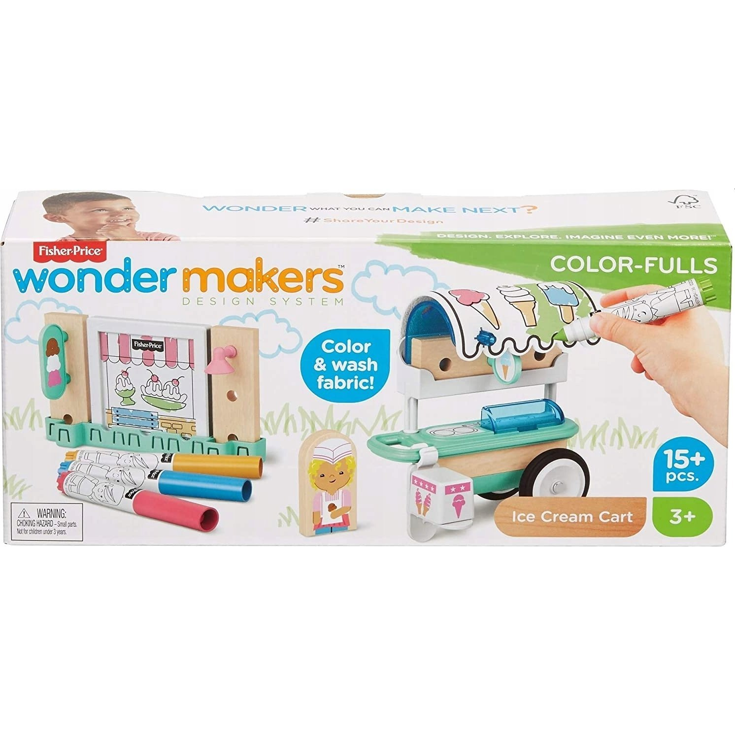Fisher-Price Wonder Makers Színezős Fagyiskocsi - 3 Éves Kortól, Fa/Műanyag, Lányoknak és Fiúknak (GLY26)