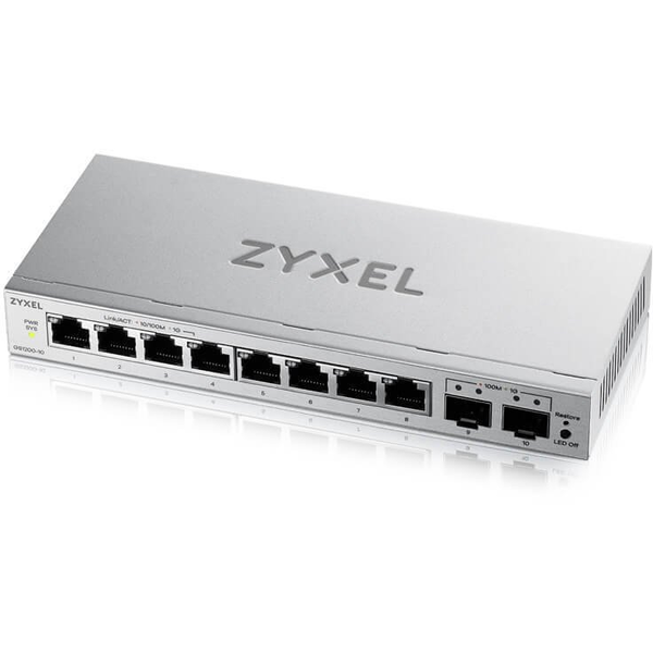 Hub Switch Puertos 10 Puertos (8 X Gigabit Ethernet + 2 X Sfp) Zyxel Gs1200-10v3-eu0101f  | 8 X Gbe, 2 X Sfp