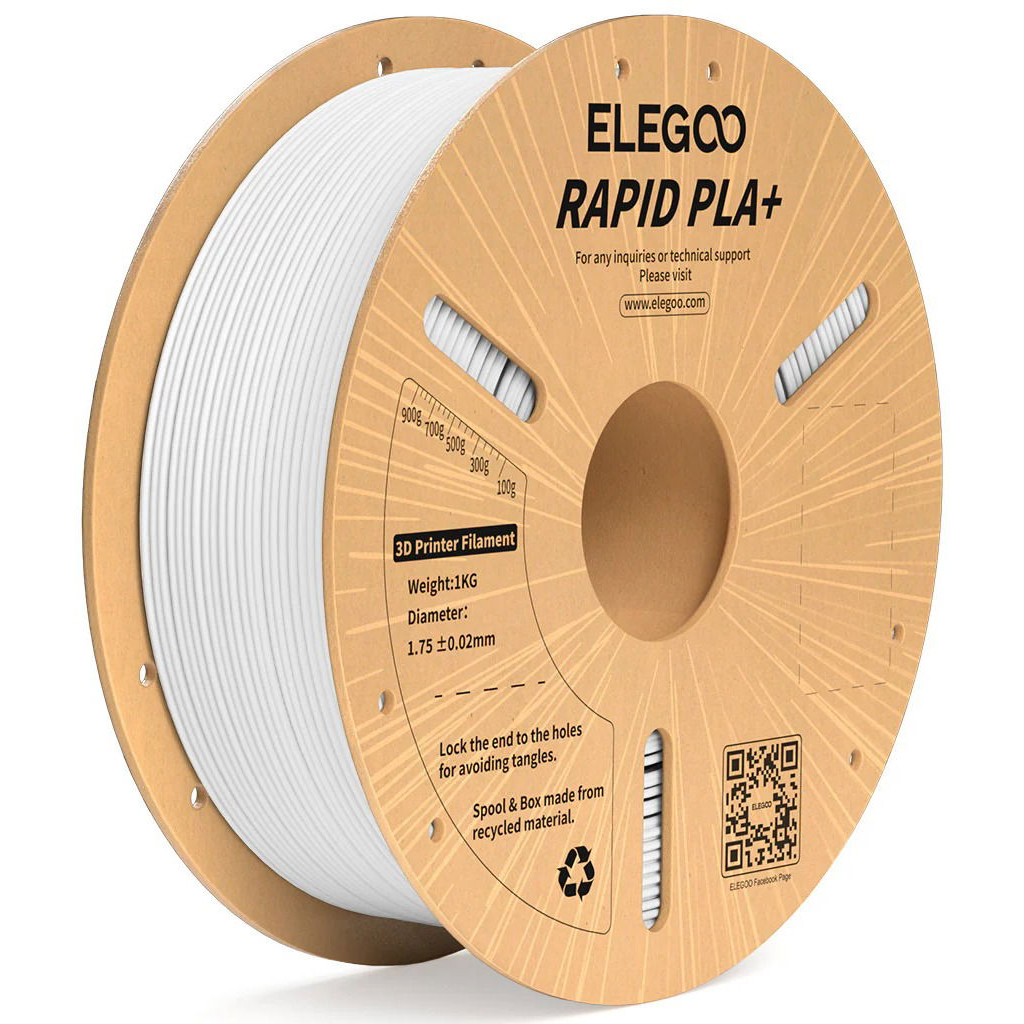 Elegoo RAPID PLA+ - 1,75mm, 1kg, Cardboard Spool, White (ELEEG240427)