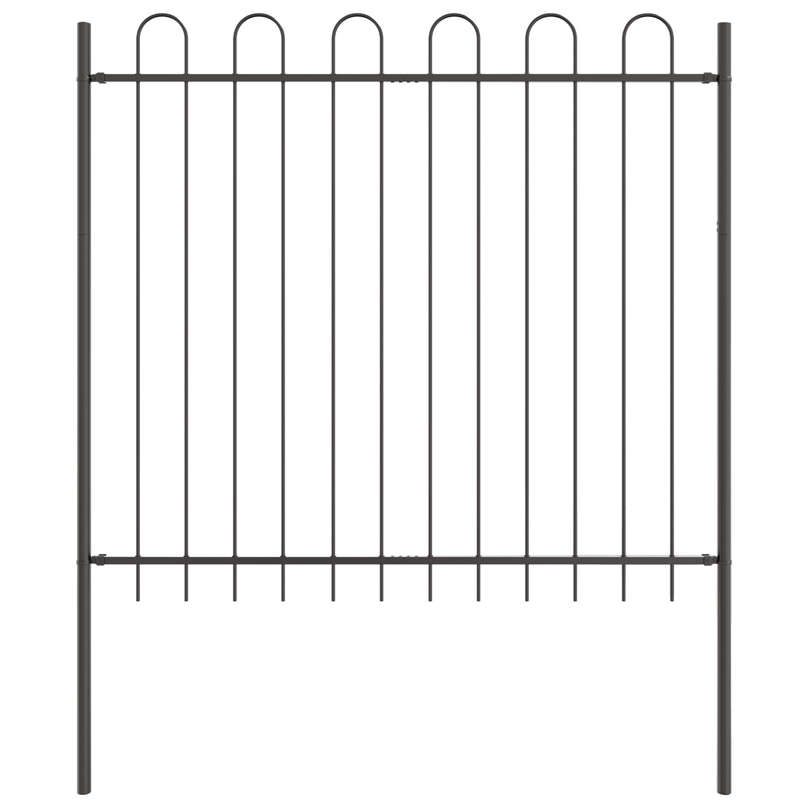 Kertkerítés Íves Felső Szürke 1,7x1,5 m Acél (42003877)