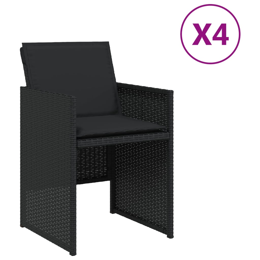 4 db fekete polyrattan kerti szék párnával (4007436)