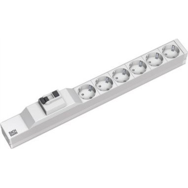 BACHMANN 48,26cm 19Zoll 1HE 6xCEE7/3 1xFI Strom 2,0m CEE7/7