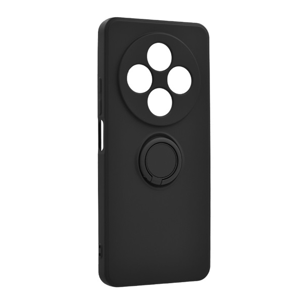 Szilikon telefonvédő (tartógyűrű, mikrofiber plüss belső, mágneses, kameravédő) FEKETE Xiaomi Redmi 14C 4G "Gigapack csomagolás" (GP-163909)