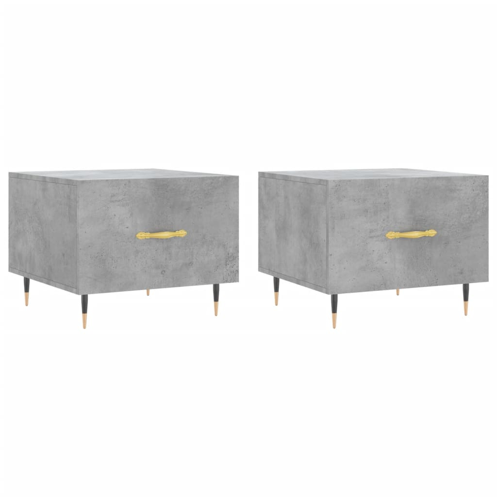 2 db betonszürke szerelt fa dohányzóasztal 50 x 50 x 40 cm (829357)