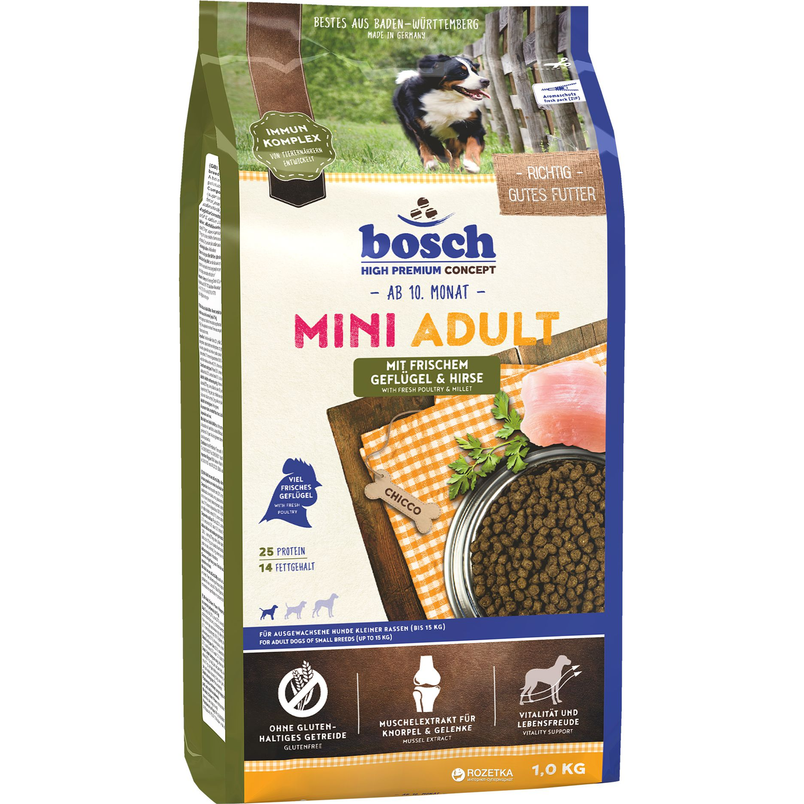 Bosch 5206001 suché krmivo pre psy 1 kg Dospelý Pšeno, Hydina (002608)