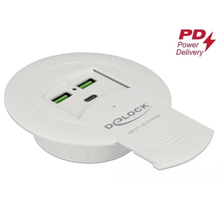 Delock asztalba építhető 3 portos USB töltő fehér (64065) (Delock 64065)