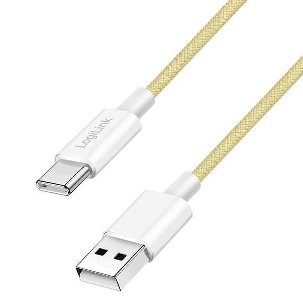 Logilink USB 2.0 Typ-C Kabel C/M > A/M, Nylon, 60W gelb 1m