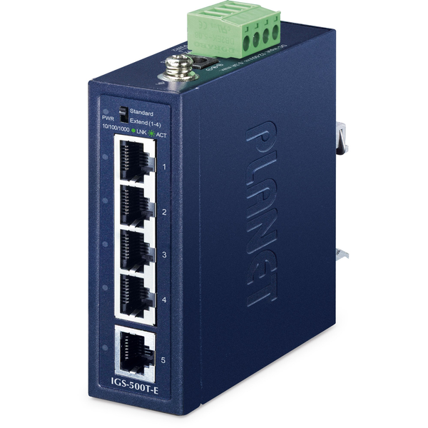 PLANET IGS-500T-E hálózati kapcsoló Beállítást nem igénylő (unmanaged) Gigabit Ethernet (10/100/1000) Kék