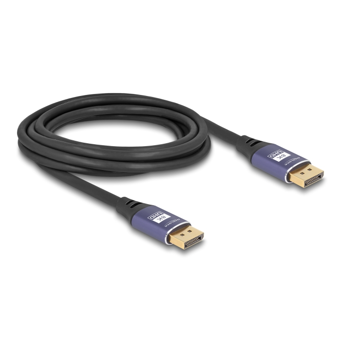 Delock DisplayPort kábel 8K 60 Hz 3 m lila fém (80602) (80602)
