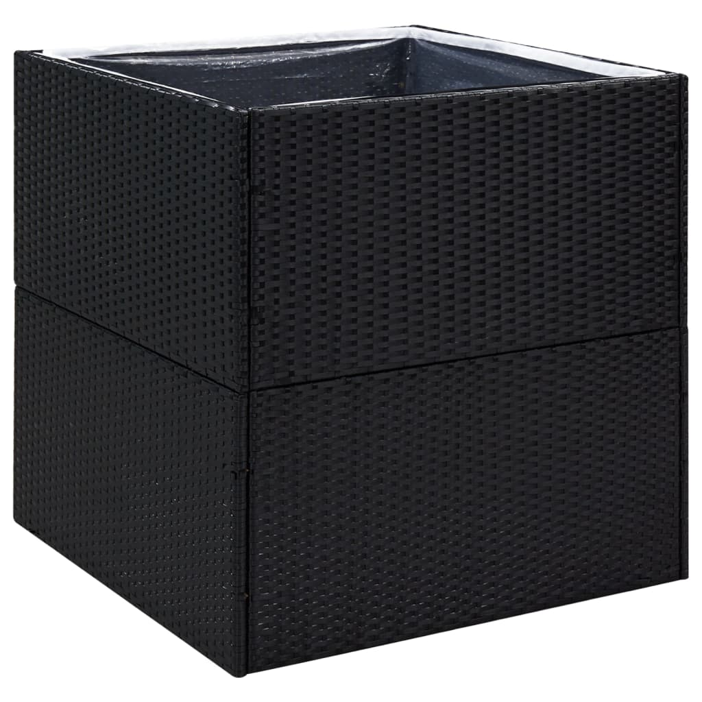 fekete polyrattan kerti ültetőláda 80x80x80 cm (319173)