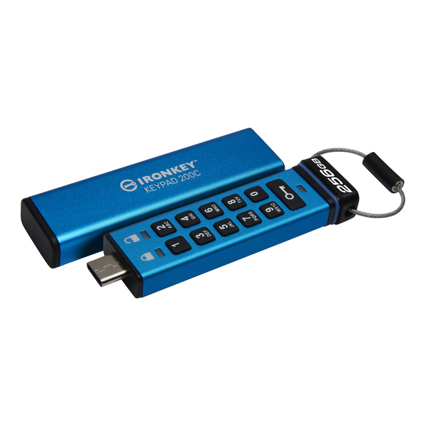 Kingston Technology IronKey Keypad 200 USB-nøgle USB Type-C 3.2 Gen 1 (3.1 Gen 1) Blå