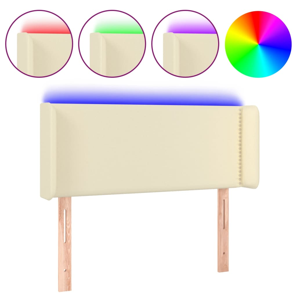 krémszínű műbőr LED-es fejtámla 103 x 16 x 78/88 cm (3123182)