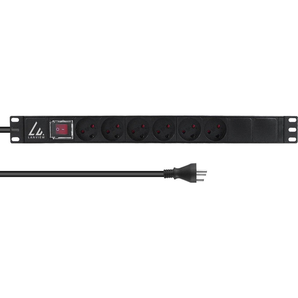 Lanview LVR-3MDK-SW-DK6 unità di distribuzione dell'energia (PDU) 6 presa(e) AC 1U Nero