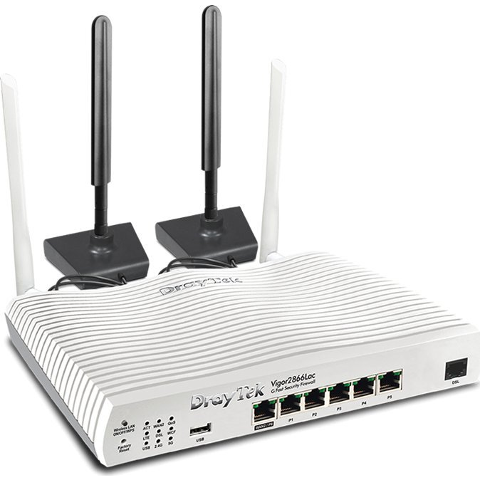 DrayTek Vigor 2866L vezetéknélküli router Gigabit Ethernet Kétsávos (2,4 GHz / 5 GHz) 4G Fehér (V2866L-DE-AT-CH)