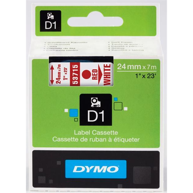 DYMO címke LM D1 alap, 24mm, piros betű / fehér alap (S0720950)