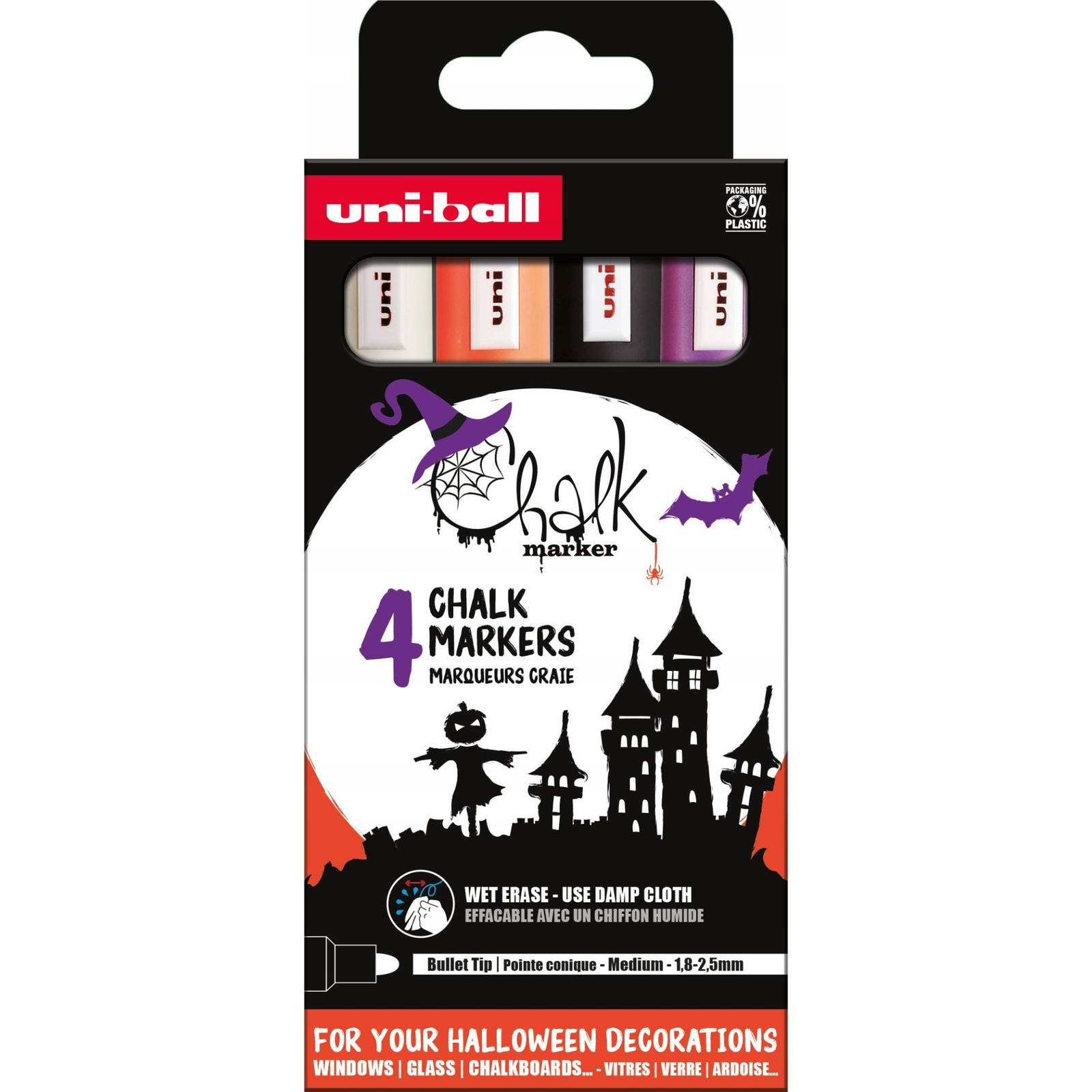 Krétamarker készlet, 1,8-2,5 mm, UNI "PWE-5M","Halloween", 4 különböző szín (401571)