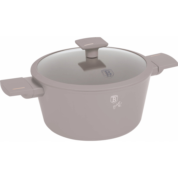 BerlingerHaus BH/8101 Taupe Collection Lábas - Fedővel, 4.1 L, Kovácsolt Alumínium, Matt Taupe