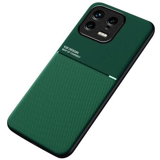 Gigapack Xiaomi 13 mágneses, bőr hatású, csíkos mintás tok sötétzöld (GP-136691) (GP-136691)