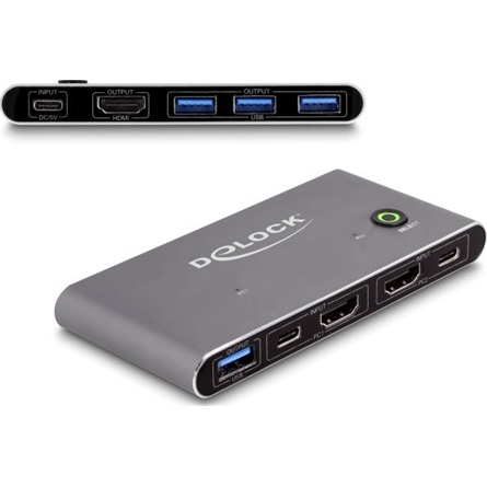 DELOCK HDMI KVM 8K 60 Hz kapcsoló USB 5 Gbps