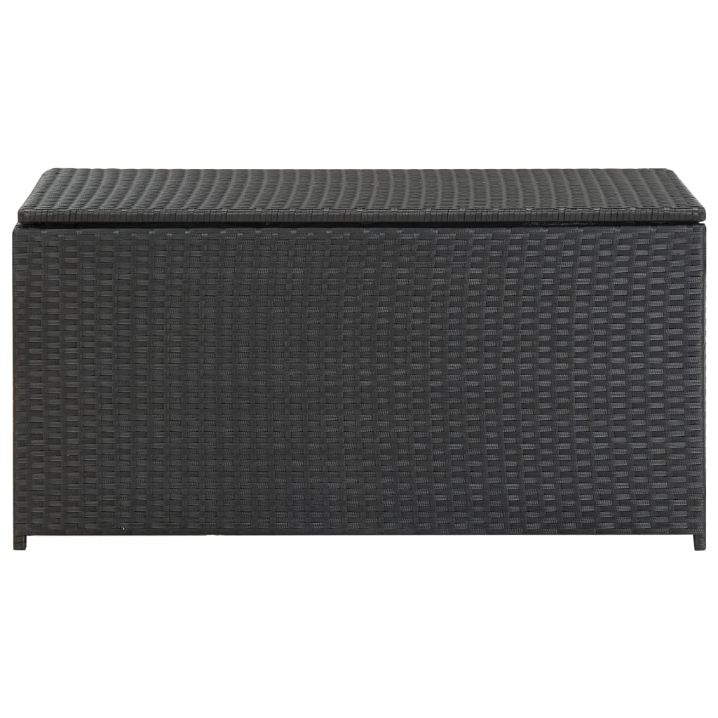 fekete kerti polyrattan tárolóláda 100 x 50 x 50 cm (46471)