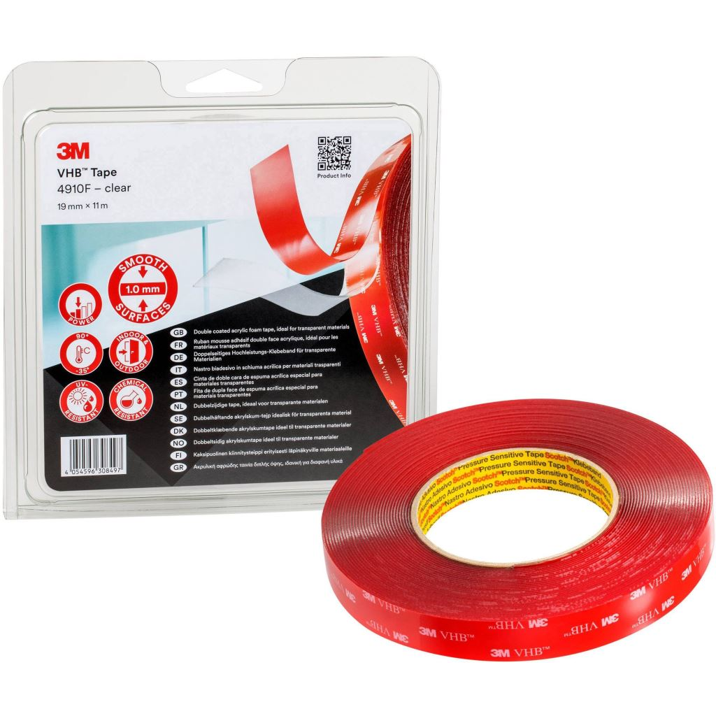 3M VHB 4910F/IPS ragasztószalag, átlátszó, 11 m x 19 mm (4910F/IPS)