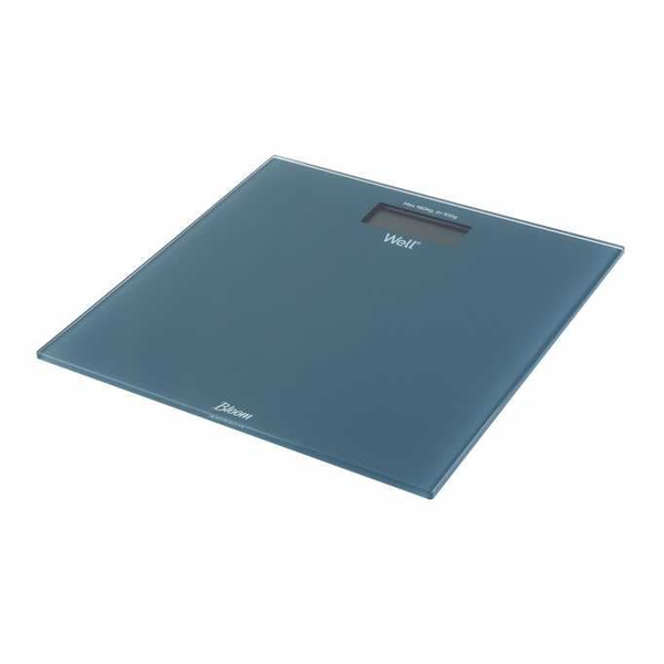 Кантар Well Bloom, Капацитет 180 кг, Отчитане на 100 гр, Функция за автоматично изключване, Автоматично нулиране, Батерия CR2032, LCD дисплей, Син