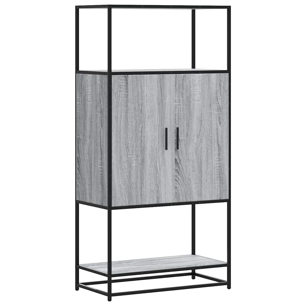 Highboard szürke sonoma 68x35x139 cm gépelt fa és fém (849042)