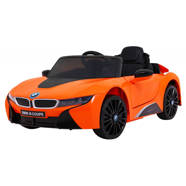 Masina pentru copii, Ramiz, Model BMW i8, Negru/Portocaliu