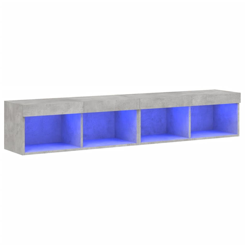 2 db betonszürke TV-szekrény LED-világítással 80x30x30 cm (837148)