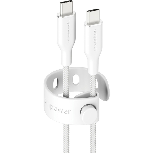 PanzerGlass empower™ by ® Racing 60W USB-C to USB-C Cable | USB 2.0 | 2M | Silver White câble USB Blanc