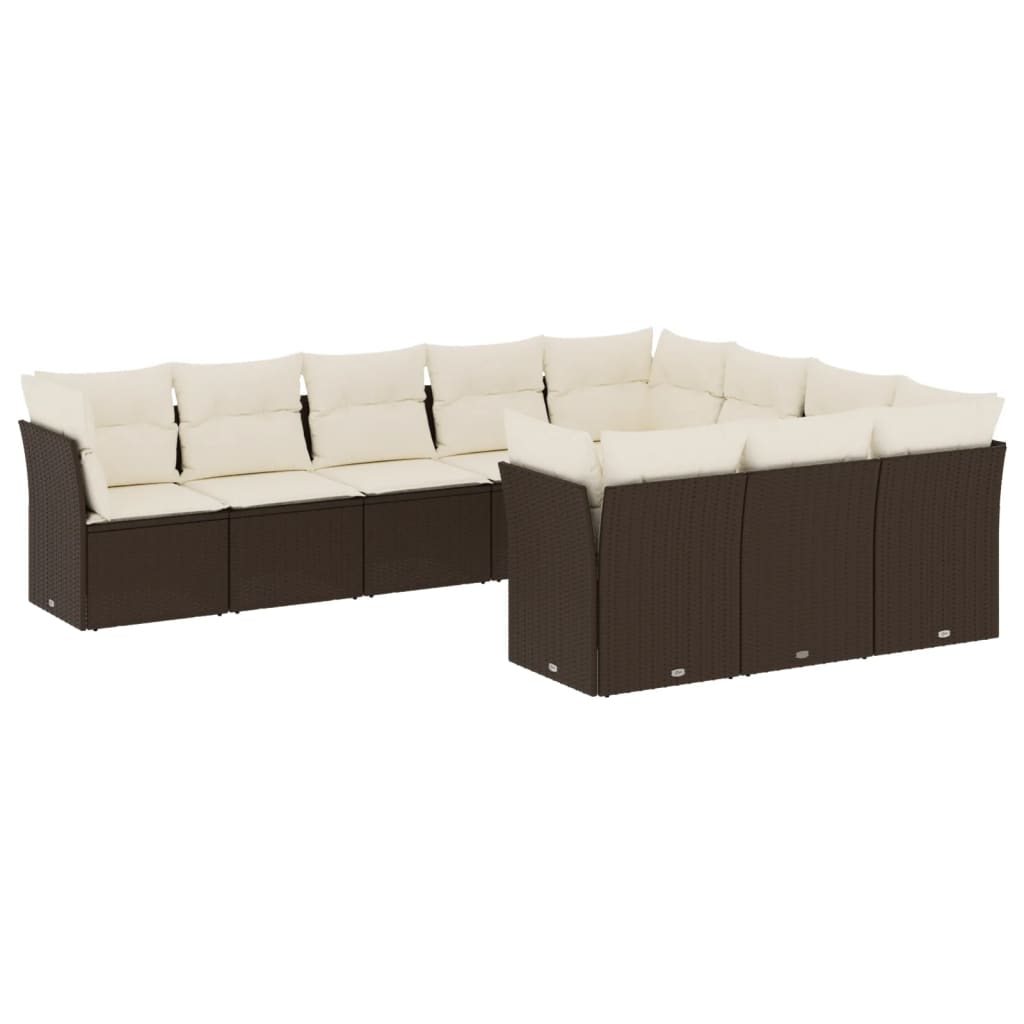 10 részes barna polyrattan kerti ülőgarnitúra párnákkal (3218223)