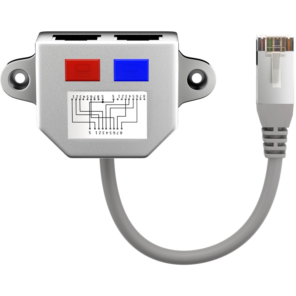 Goobay 68909 RJ45 apa - 2x RJ45 anya Elosztó
