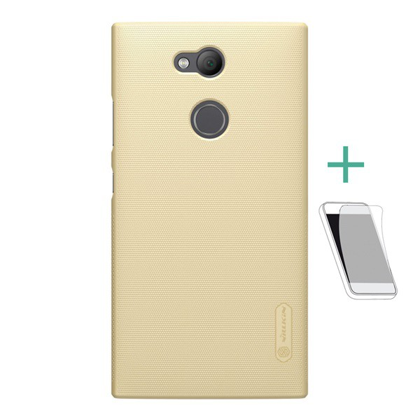 NILLKIN SUPER FROSTED műanyag telefonvédő (gumírozott, érdes felület + képernyővédő fólia) ARANY [Sony Xperia L2 (H4311)]