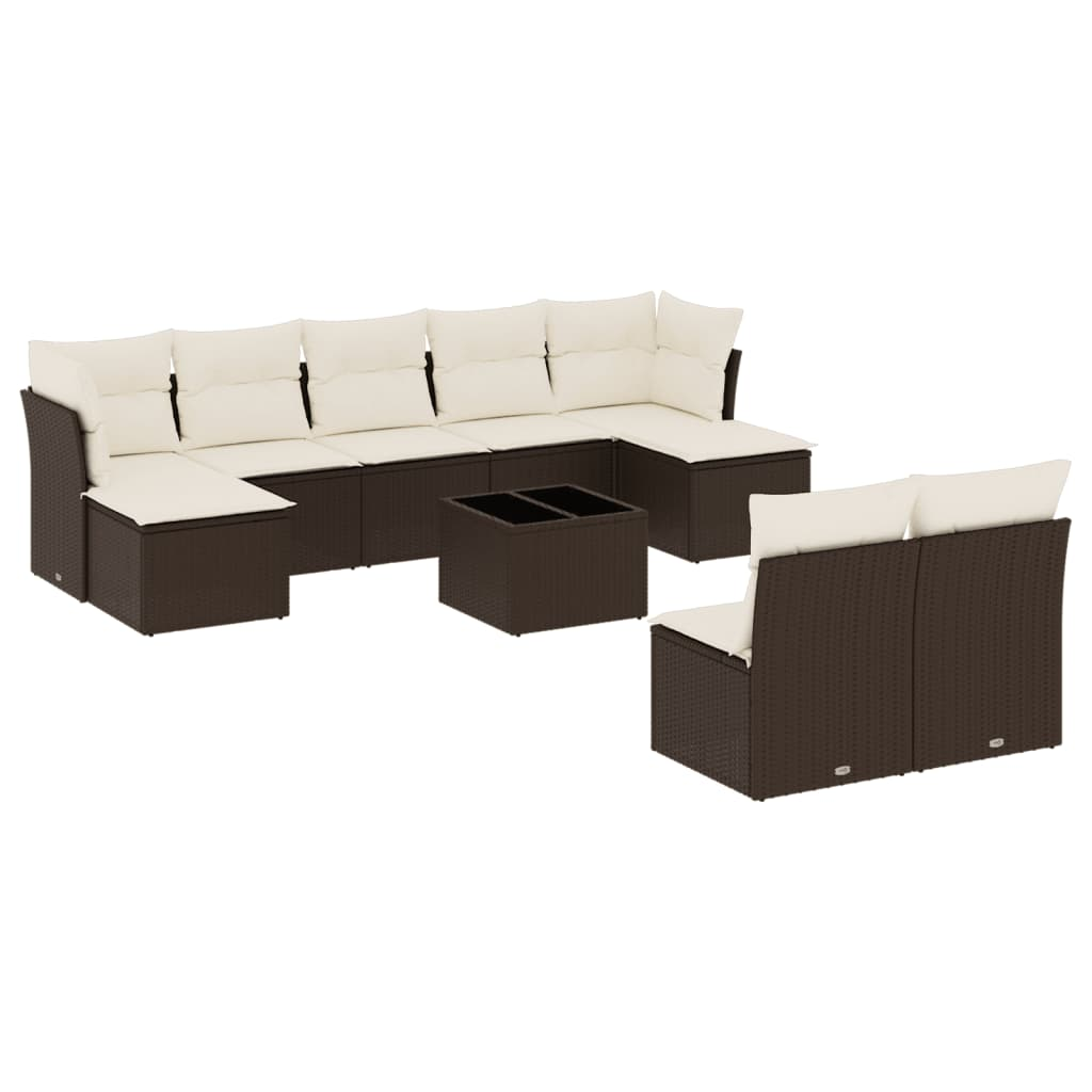 10 részes barna polyrattan kerti ülőgarnitúra párnákkal (3218283)