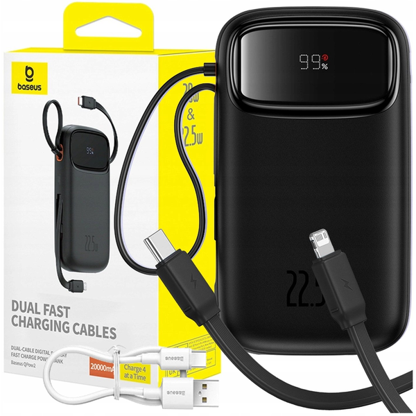 Baseus Qpow Pro+ 20000mAh 22.5W Power Bank, черен
