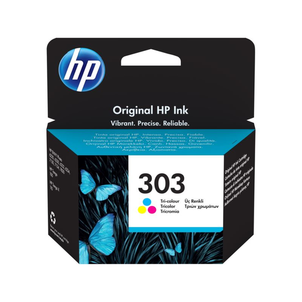 HP 303 Tri-color Original Ink Cartridge inkoustová náplň 1 kusů Standardní výtěžnost Azurová, Purpurová, Žlutá