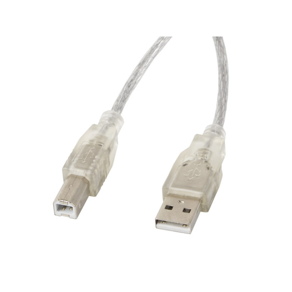 Kabel Lanberg USB 2.0 A-B 3m Ferit transparentní
