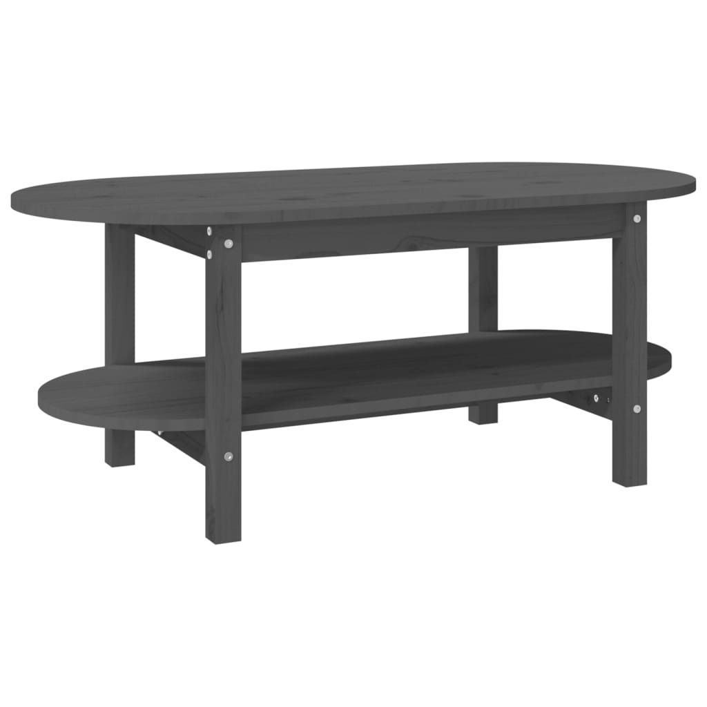 szürke tömör fenyőfa dohányzóasztal 110 x 55 x 45 cm (822289)