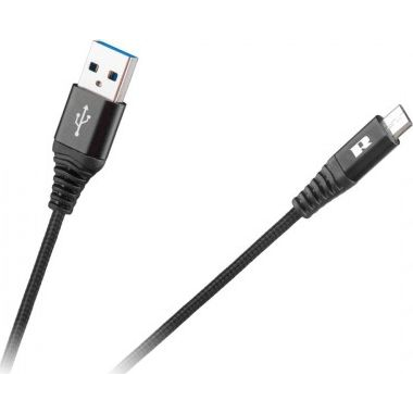 USB kabel REBEL  A M. - B mikro M., tekstilni oplet, črne barve, 2m