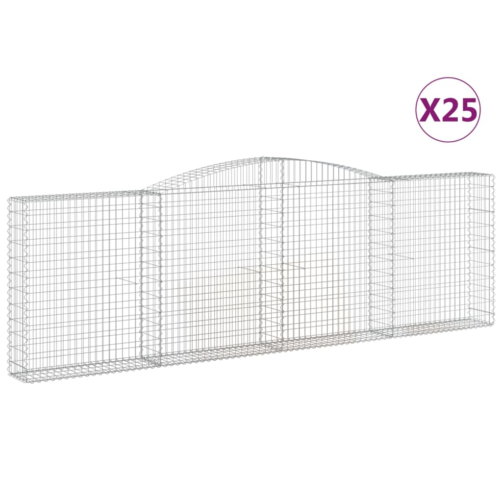25 db íves horganyzott vas gabion kosár 400x30x120/140 cm (3146890)