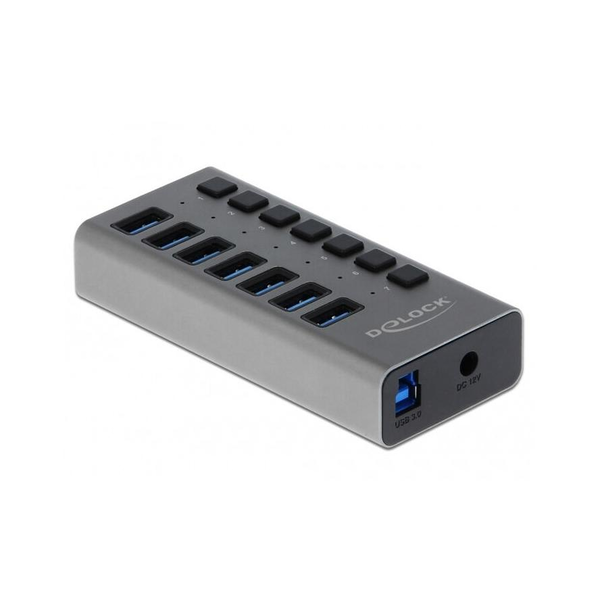 Delock 63669 7-portos USB3.0 hub szürke (külön kapcsolható)