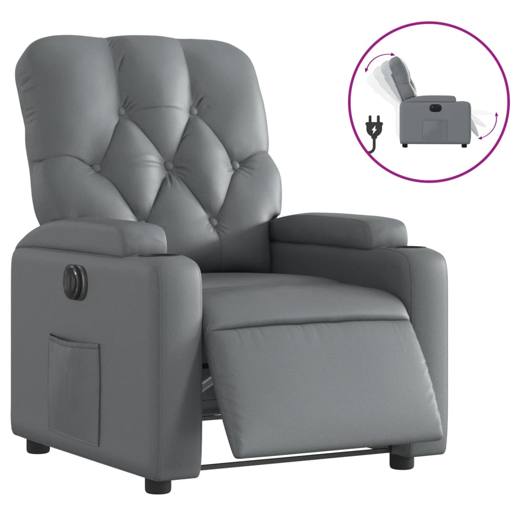 szürke műbőr elektromos dönthető fotel (3204761)